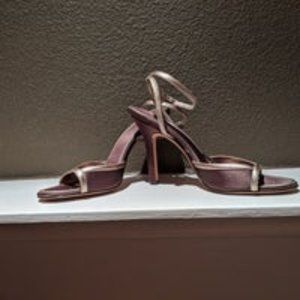 BCBG MaxAzria Brown Satin High Heels Size 6.5